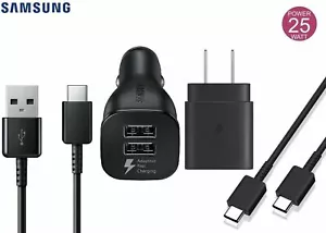Cargador original Samsung de carga súper rápida 25W + paquete de cargador de automóvil de doble puerto - Imagen 1 de 3