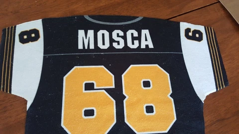 HAMILTON TIGER-CATS ANGELO MOSCA JERSEY SHAPED RALLY TOWEL 2015 Cover