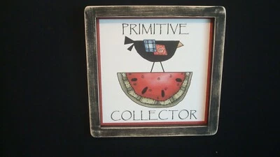 Primitive Print **PRIMITIVE COLLECTOR with Crow** black frame 9 1/2" x 9 1/2" - Image 1 of 3