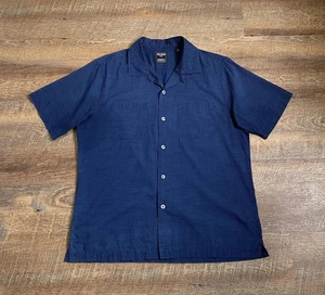 Todd Snyder Albiate Polka Dot Loop Collar Button Up Shirt Navy Gray Men’s Large - Picture 1 of 8
