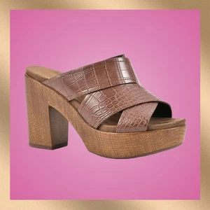 White Mountain Brown Women's Platform Heel Dress Shoe Sandal Size 8.5 - Picture 1 of 12