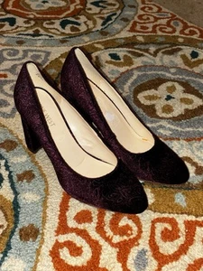 Nine West Burgundy Velvet Block Heels - Picture 1 of 9