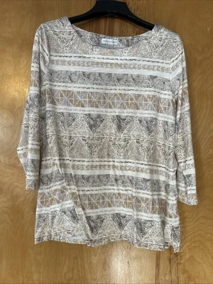 Blusa para mujer Christopher & Banks talla (L) tostada multicolor manga 3/4  Foto 1 de 4