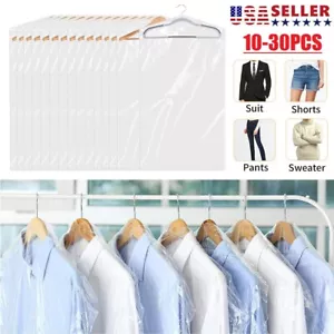 30× Plastic Dry Cleaner Bags Suit Cover Clear Garment Bags for Hanging Clothes - Picture 1 of 14