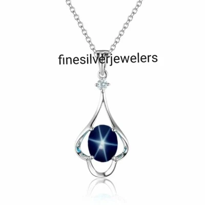 Dainty Blue Star Pendant in 925 Sterling Silver Lindy Star Necklace Infinity  - Image 1 of 3
