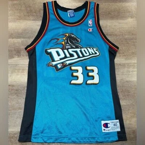 Vintage Champion NBA Detroit Pistons Grant Hill #33 Jersey Size 40 Made In USA - Picture 1 of 5