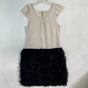 NWT GAP Women Cream Black Tulle Cap Sleeve Fancy Statement Dress Size 8 - Picture 1 of 7