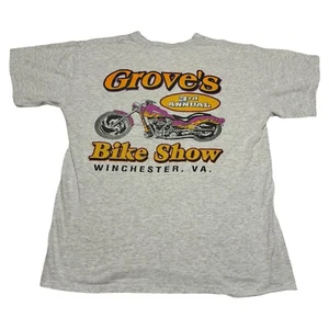 Vintage Gildan 3rd Annual Grove’s Bike Show Gray Shirt Adult Large - Picture 1 of 8