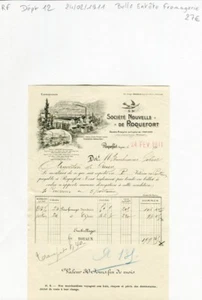 Dépt 12 - Roquefort - Belle Entête Fromage Ste Nouvelle de Roquefort de 1911 - Picture 1 of 1