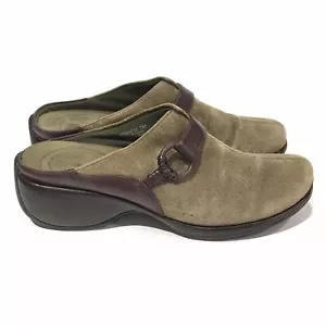 Rockport DMX Damen 7 M Leder Wildleder Pantoletten Pantoletten Schuhe Pantoletten braun olivgrün - Bild 1 von 12