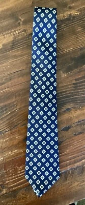 Calvin Klein 100% 真丝男式条纹印花领带海军蓝,象牙白,黑色 — 第 1/3 张图片