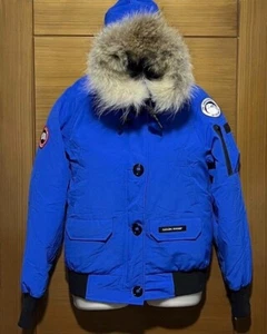 Canada Goose Chilliwack PBI Womens Bomber Jacket Royal Blue REAL Fur Sz S - Picture 1 of 3