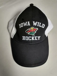 Iowa Wild Hockey Hat Cap Black white adjustable embroidered - Picture 1 of 6