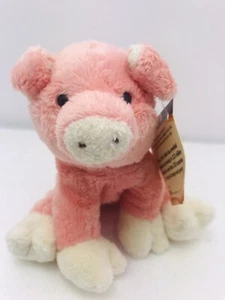 Pink Pig Plush Doll Stuffed Toy 6 in. Pink White Trim Wildlife Artist 2010 - Picture 1 of 9