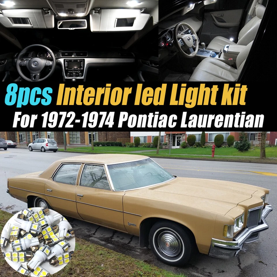 Комплект из 8 супербелых светодиодных ламп для салона автомобиля для Pontiac Laurentian 1972-1974 годов выпуска - Изображение 1 из 4