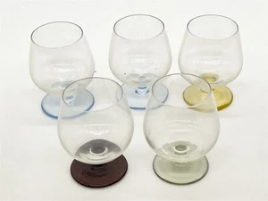 ThriftCHI ~ (5) Small Glass Brandy Snifters w Multi-Color Bases - Bild 1 von 5
