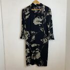 Joseph Ribkoff Black Mix 3/4 Sleeved Pencil Dress Cutout Neckline UK Size 12 B33