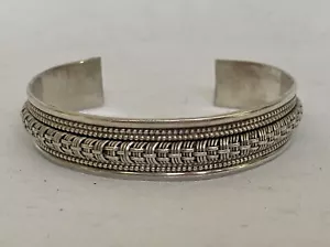 VINTAGE 925 STERLING SILVER BASKET WEAVE CUFF BRACELET 37g - Picture 1 of 6