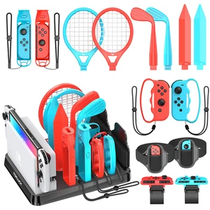 Accessori Console Nintendo Switch Set da 15 pezzi con Supporto Sport Oled - Photo 1/24
