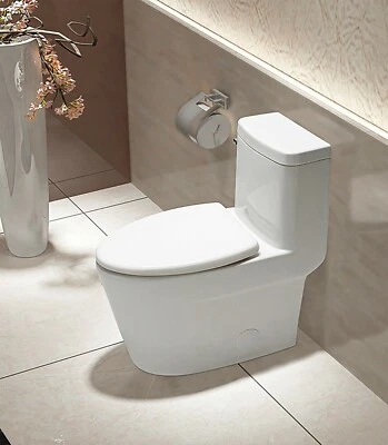 Marino439ES Inodoro alargado de una pieza con asiento de cierre silencioso, 1,28 gpf, cUPC, blanco Foto 1 de 4