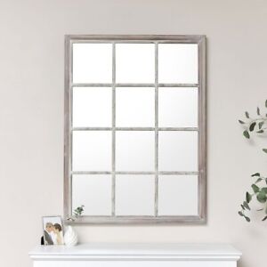 Large Rustic Wooden Window Wall Mirror farmhouse country wall mounted