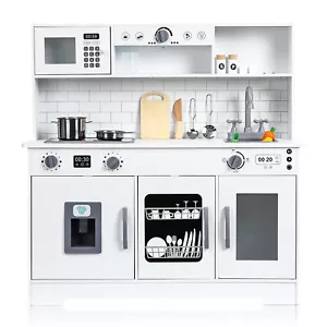 Kids Kitchen Playset Cookware Accessories Microwave Oven Sink Real Lights Sounds - Picture 1 of 7