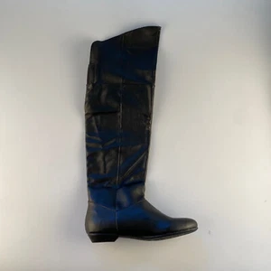 Chinese Laundry Size 6 M $175 CAD Black Leather Knee High Boots Flat Night Owl - Picture 1 of 5