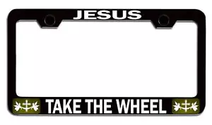 JESUS TAKE THE WHEEL Religious Steel License Plate Frame (CAN BE PERSONALIZED) - Picture 1 of 1