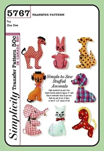 Pequeño patrón animal de peluche perro gato conejito pony canguro + juguete simplicidad 5767 - Imagen 1 de 7