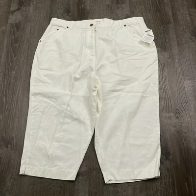 Nuevo con etiquetas Pantalones Capri Roaman's Mujer Blanco Cónico Denim Recortado Talla H 8 Foto 1 de 4