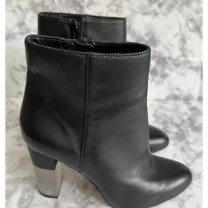 ENZO ANGIOLINI Mujer Talla 7 Negro Cuero Botín Tacón Bota - Imagen 1 de 10