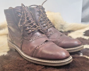 Arkbird Oxford Brown Leather Chukka Ankle Dress Boots Zipper FZN2019806 Sz 9.5 - Picture 1 of 24