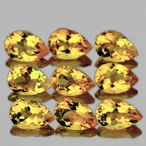 Golden Yellow Citrine Pear 7x5 mm 9 pieces, Flawless -VVS Clarity, Natural - Picture 1 of 2