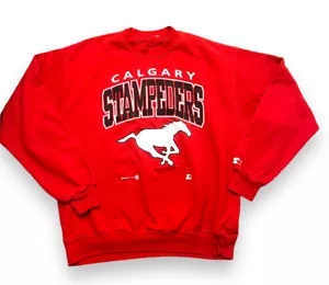 De Colección Años 90 STARTER Calgary Estampados Pullover Cuello Redondo Sudadera Roja Talla L - Imagen 1 de 4