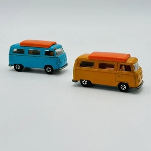 Retro VTG 1970 Blue & Orange Matchbox Superfast VW Volkswagen Camper Vans #23 - Picture 1 of 14