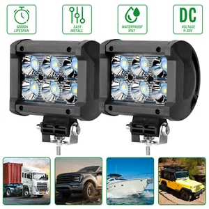 2x 4inch 18W LED Work Light Bar Spot Pods Fog Lamp Offroad Driving Truck SUV ATV - Foto 1 di 10