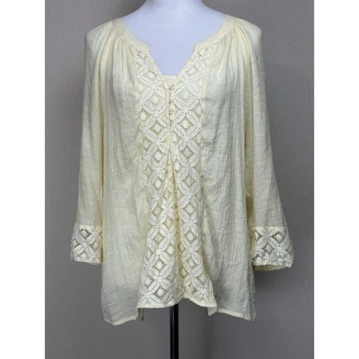 Женское масло желтый XL Топ блузка XL богемное крестьянин хиппи Artsy коттедж фея - Изображение 1 из 4