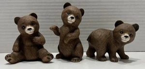 Vintage Homco Set Of 3 Brown Bear Cub Figurines - Picture 1 of 9