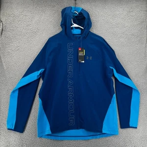 NEW Under Armour Outrun The Storm Jacket Blue Men XL Water Repellent Stretch - Picture 1 of 14