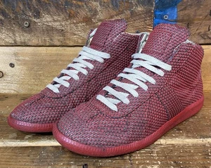 Maison Margiela GAT Red Men 9 US 42 EU Leather High Top Sneakers Italy Designer - Picture 1 of 15
