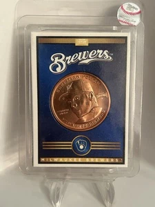 2019 MLB Baseball Treasures 1 oz Copper Coin Christian Yelich Milwaukee Brewers - Picture 1 of 2