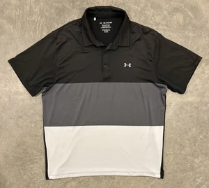 Under Armour Playoff Polo Golf Shirt Performance Black Gray Mens Sz 2XL - Picture 1 of 5