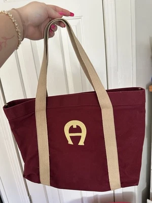 Bolso de Mano Vintage Eitenne Aigner Lona Granate Foto 1 de 2