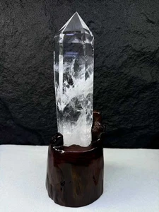 3.42LB Natural clear quartz obelisk white crystal tower Energy Healing+stand - Picture 1 of 4