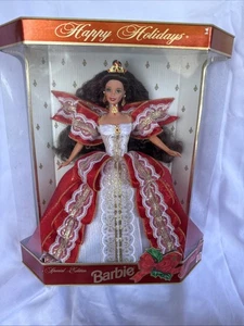 RARE 1997 Green Eyes Holiday Barbie Happy Holidays Gold Special Edition - Picture 1 of 4