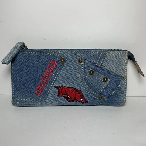 University Of Arkansas Razorbacks Sandol Jean Wallet Card Slots ID Pocket Zip Cover