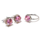 Morganite Earrings Ring Jewelry Set For Woman & Girls 925 Solid Silver Stud