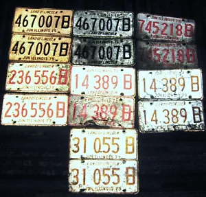 14 Targhe Illinois IL 1975 - 1979 Coppia abbinate - Foto 1 di 1
