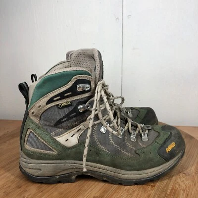 Asolo Hiking Boots Womens 8 Fission GTX Waterproof Trail Shoes Green Suede Ankle - Image 1 of 4