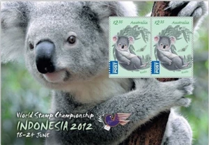 MINT 2012 AUSTRALIA INDONESIA WORLD STAMP CHAMPIONSHIP KOALA MINI SHEET - Picture 1 of 1